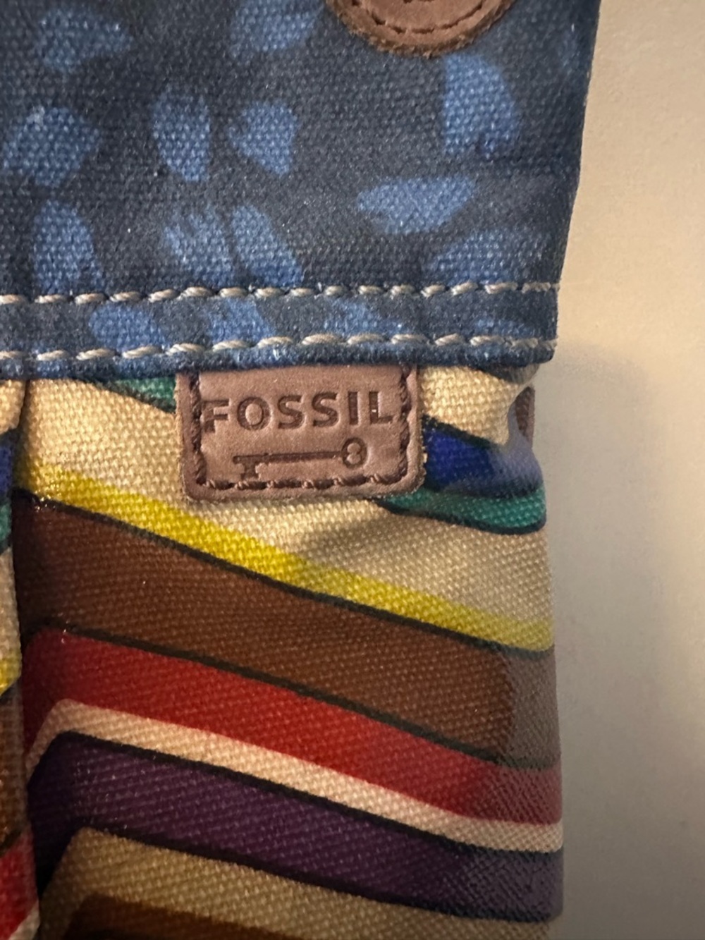 EUC Fossil Key-Per Multicolor Chevron Crossbody Bag - Picture 4 of 14